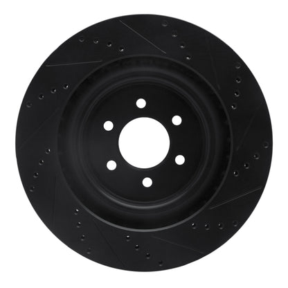 R1 Concepts R1 03-17 Dodge Viper Rear Left Drilled & Slotted Black Brake Rotor