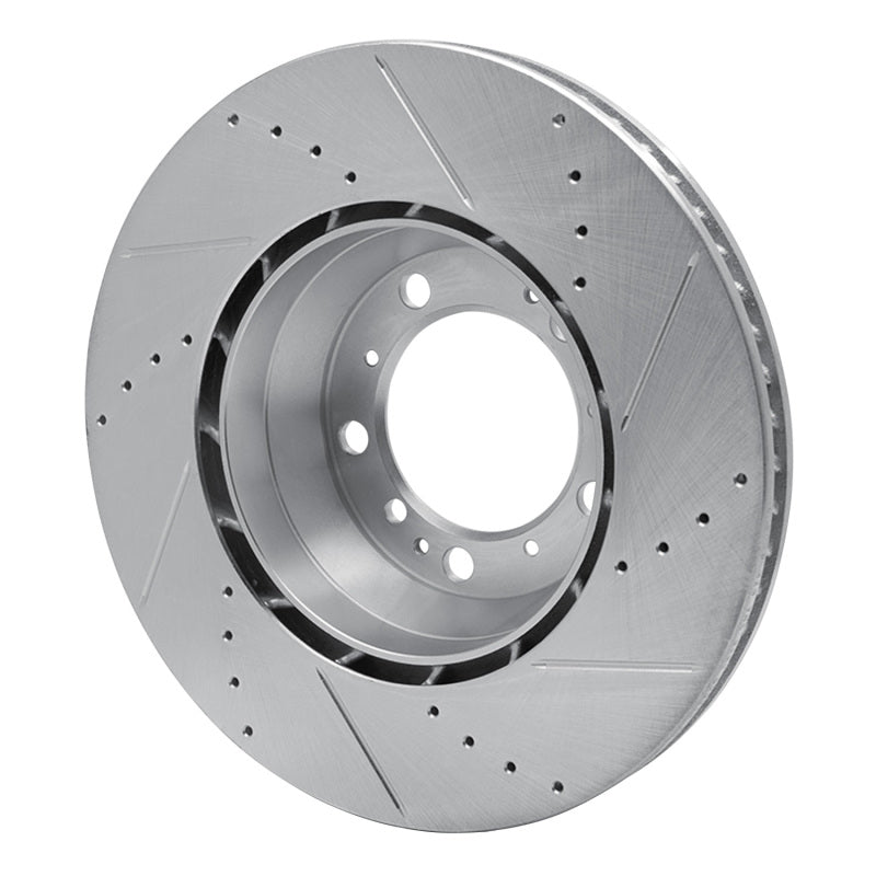 R1 Concepts R1 99-23 Porsche 911 Left Rear Drilled & Slotted Silver Brake Rotor
