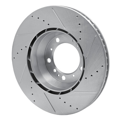 R1 Concepts R1 99-23 Porsche 911 Left Rear Drilled & Slotted Silver Brake Rotor