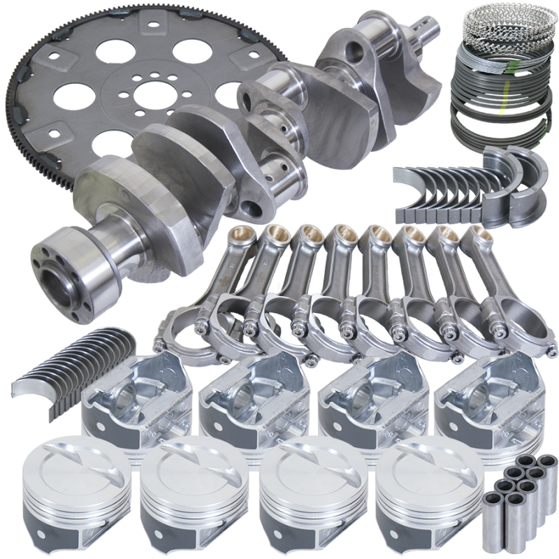 Eagle Chevy 350 1Pc 3.750in Crank 5.700in I-Beam Rod 4.000in Pistons Eagle 168 Tooth FP Bal Assembly