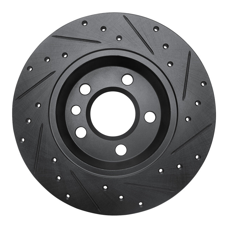 R1 Concepts R1 01-03 Volkswagen EuroVan Rear Left Drilled & Slotted Black Brake Rotor