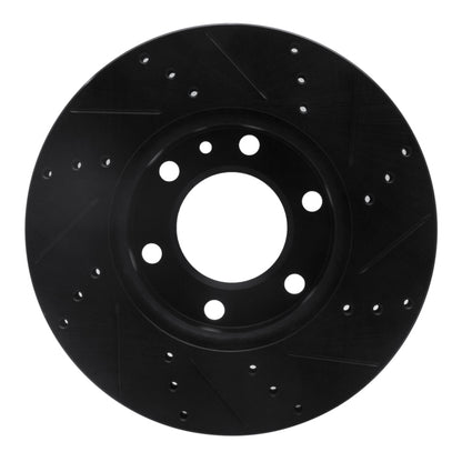 R1 Concepts R1 06-25 American Coach Patriot Front Left Drilled & Slotted Black Brake Rotor