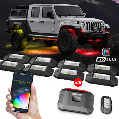 XKGLOW XK Glow RGBW 12pc Addressable LED Rock Light Kit