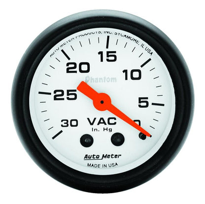 Autometer Phantom 52mm 30 in. HG. Mechanical Vacuum Gauge