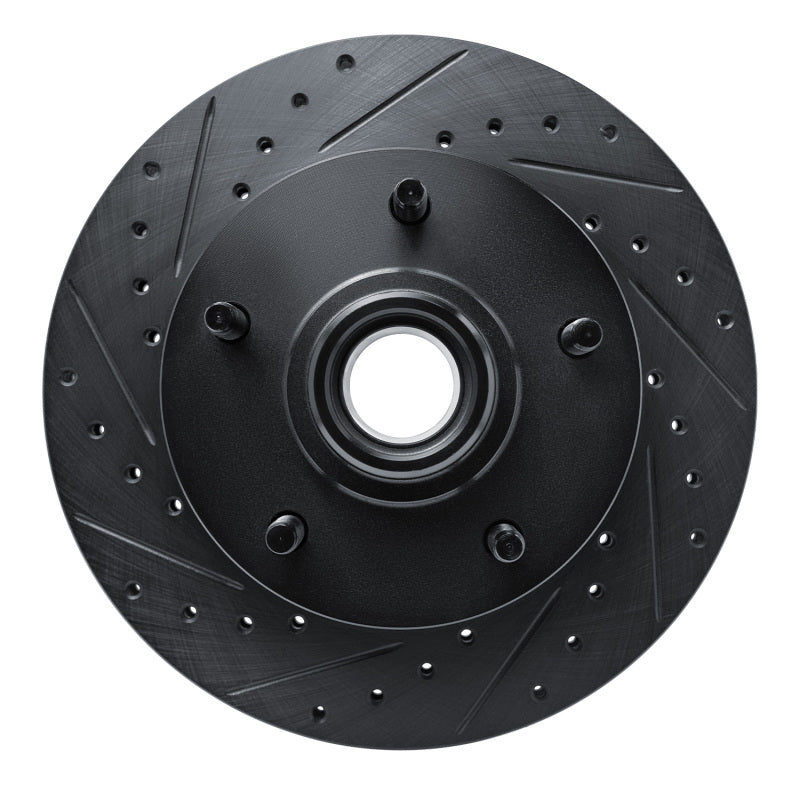 R1 Concepts R1 94-01 Ford F-150 RWD Front Left Drilled & Slotted Black Brake Rotor