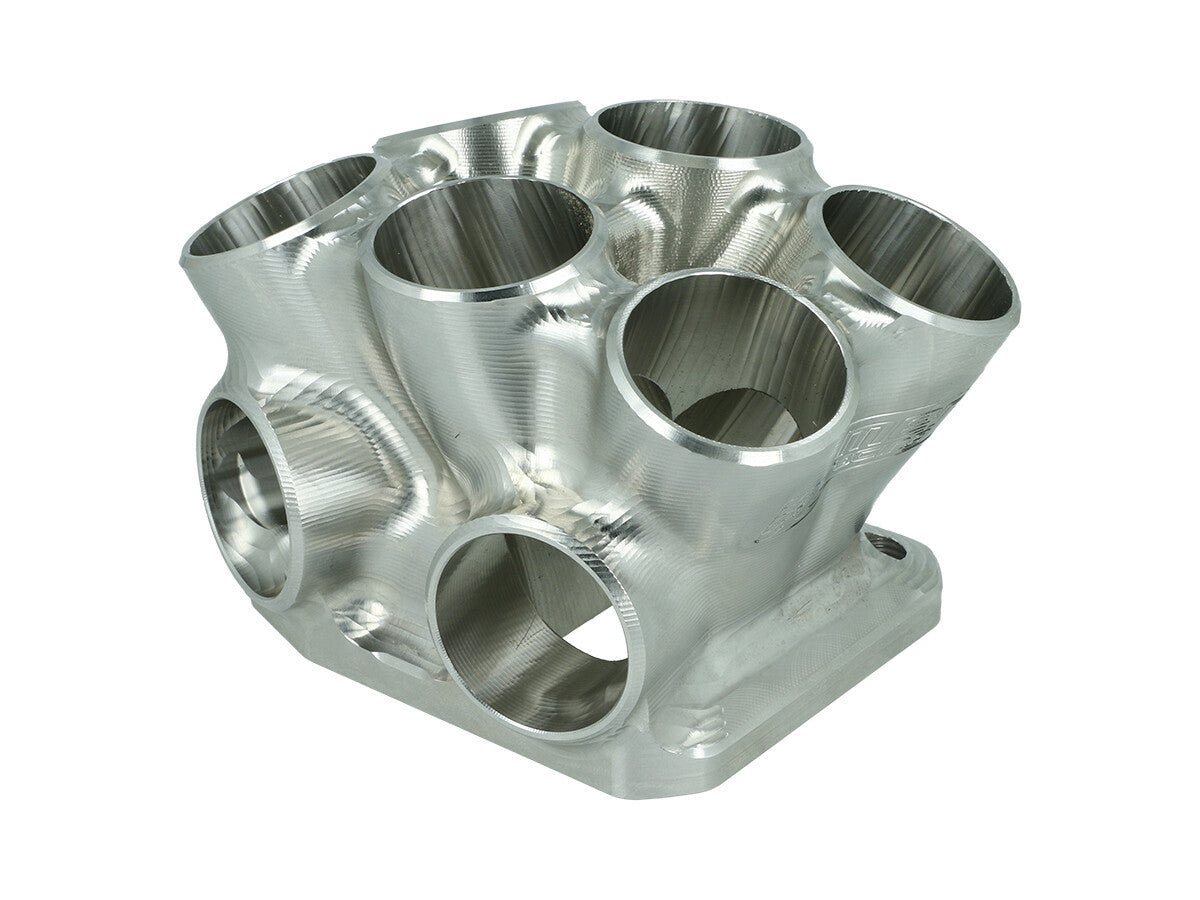 Turbozentrum 117621 6-Cyl. CNC stainless steel collector T4 Twinscroll with 2x external Wastegate ports