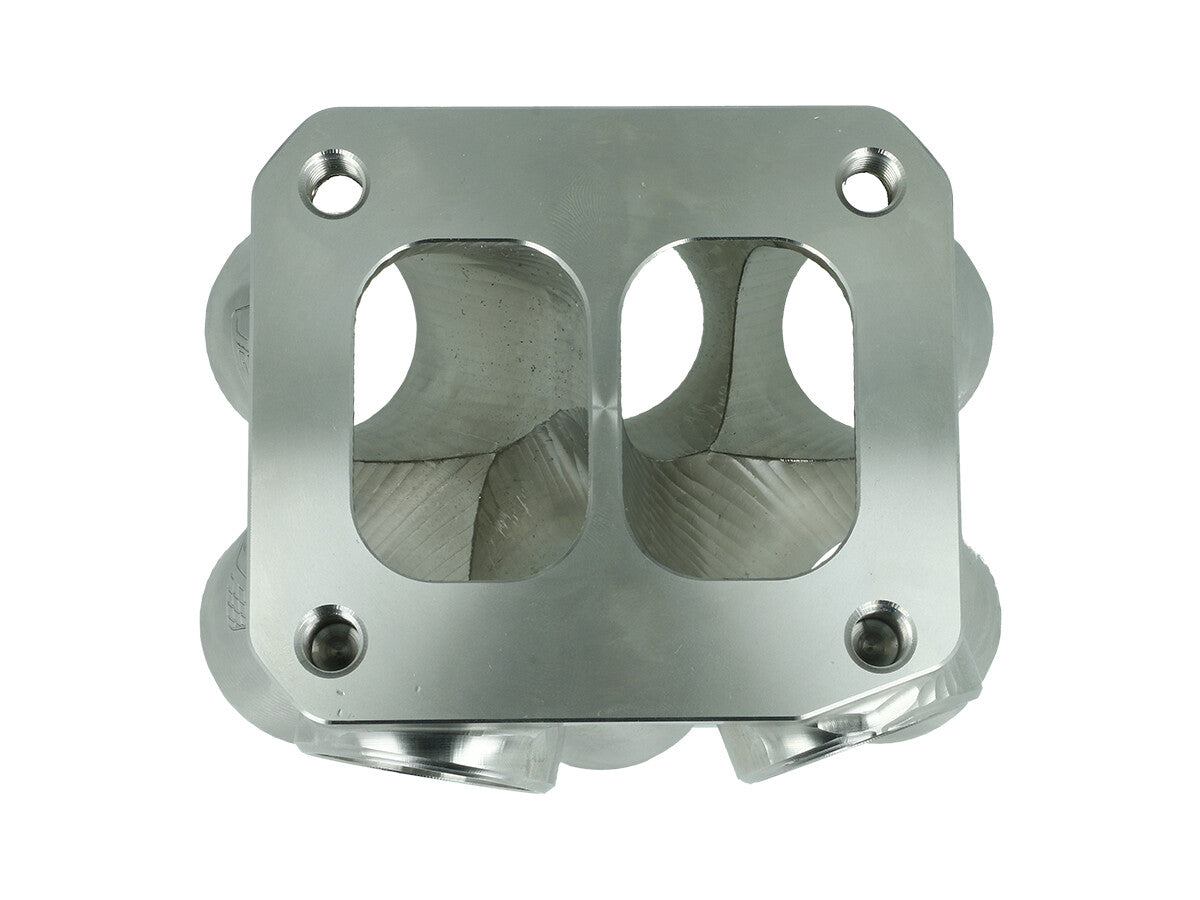 Turbozentrum 117621 6-Cyl. CNC stainless steel collector T4 Twinscroll with 2x external Wastegate ports