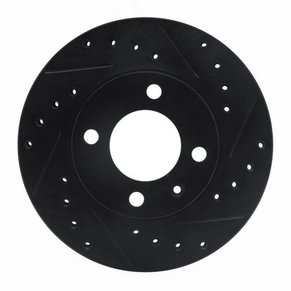 R1 Concepts R1 80-08 Audi 4000 Front Right Drilled & Slotted Black Brake Rotor