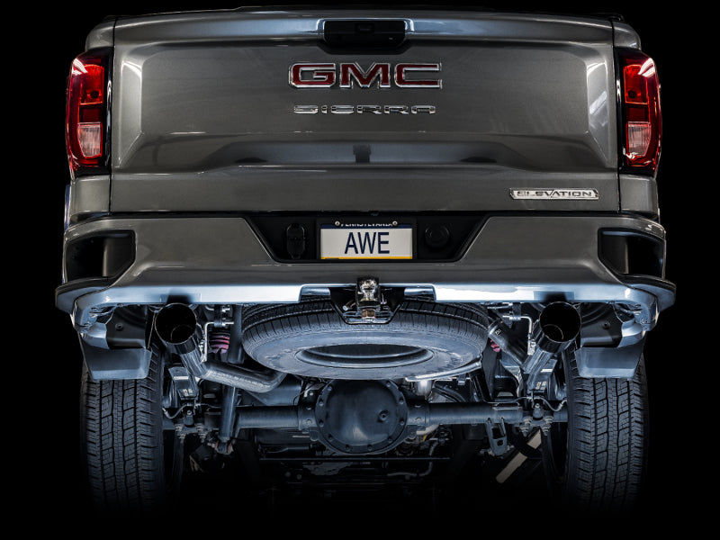 AWE Tuning 4th Gen GM 1500 5.3L 0FG Cat-Back Split Rear Exit (Flat Bumper) - Dual Diamond Tips