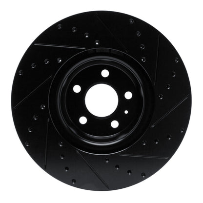 R1 Concepts R1 2018-2025 Audi S5 Sportback Front Left Drilled & Slotted Black Brake Rotor