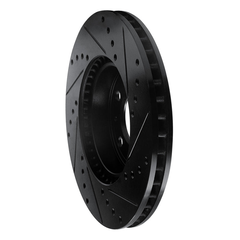 R1 Concepts R1 95-04 Volvo C70 Front Left Drilled & Slotted Black Brake Rotor