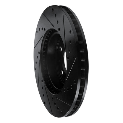R1 Concepts R1 95-04 Volvo C70 Front Left Drilled & Slotted Black Brake Rotor