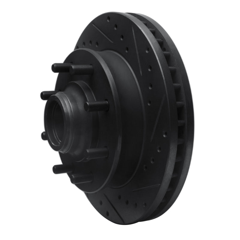 R1 Concepts R1 01-02 Chevrolet Express 3500 Front Right Drilled & Slotted Black Brake Rotor