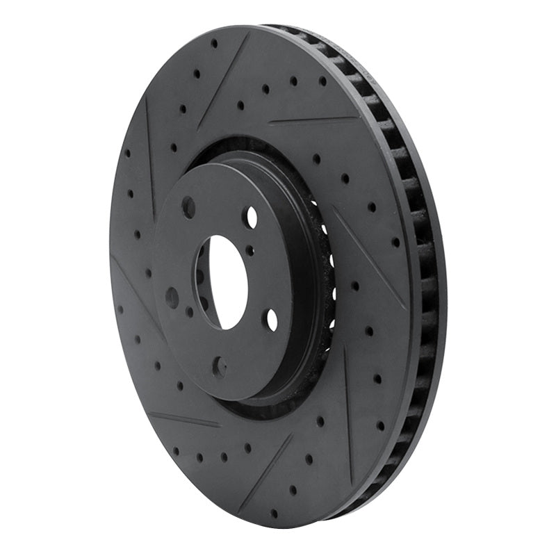 R1 Concepts R1 07-11 Lexus GS350 Left Front Drilled & Slotted Black Brake Rotor