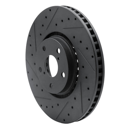 R1 Concepts R1 07-11 Lexus GS350 Left Front Drilled & Slotted Black Brake Rotor