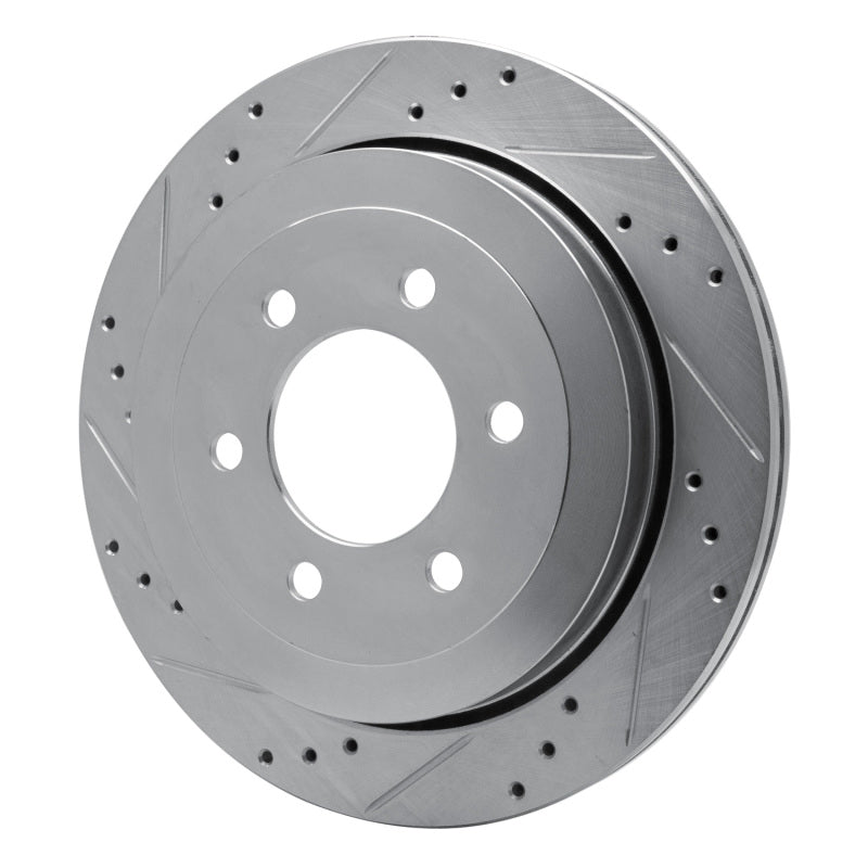 R1 Concepts R1 07-17 Ford Expedition Rear Left Drilled & Slotted Silver Brake Rotor