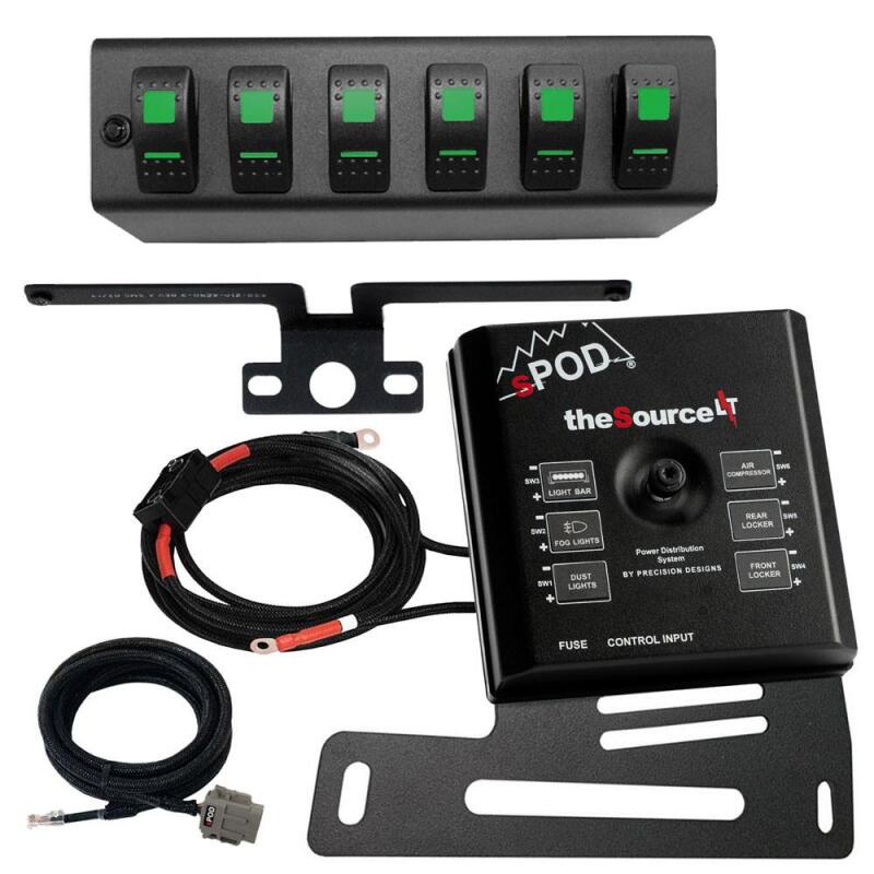 sPOD 07-08 Jeep Wrangler JK SourceLT w/Green LED Switch Panel