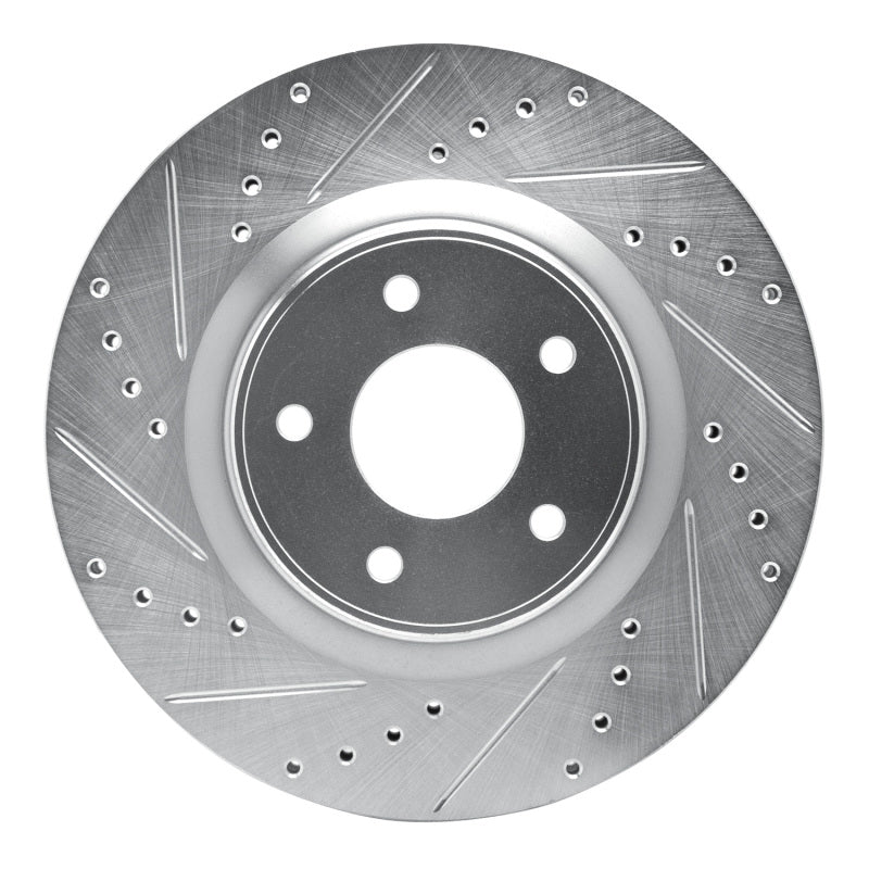R1 Concepts R1 13-25 Infiniti Q50 Front Left Drilled & Slotted Silver Brake Rotor