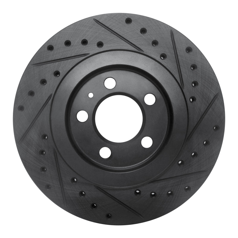 R1 Concepts R1 92-95 Volkswagen Jetta Sedan Front Left Drilled & Slotted Black Brake Rotor