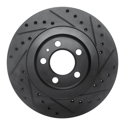 R1 Concepts R1 92-95 Volkswagen Jetta Sedan Front Left Drilled & Slotted Black Brake Rotor
