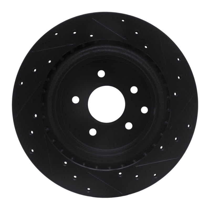 R1 Concepts R1 03-08 Infiniti G35 Rear Left Drilled & Slotted Black Brake Rotor