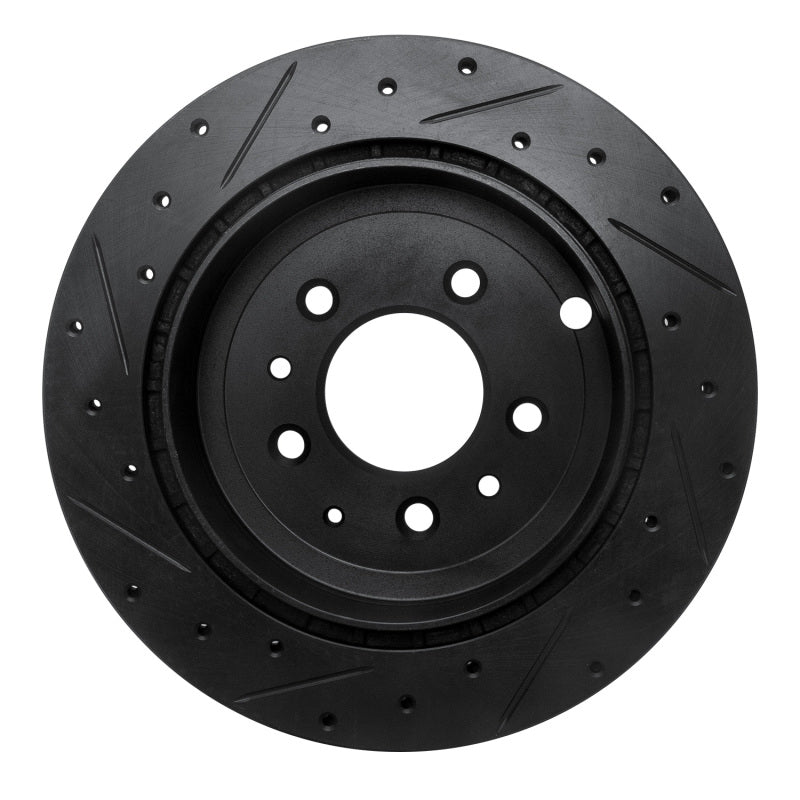 R1 Concepts R1 07-12 Ford Edge Rear Right Drilled & Slotted Black Brake Rotor