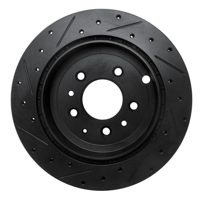 R1 Concepts R1 07-12 Ford Edge Rear Right Drilled & Slotted Black Brake Rotor
