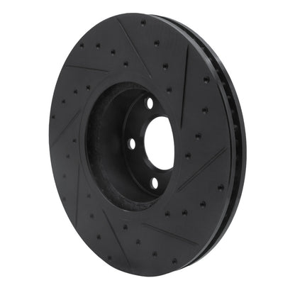 R1 Concepts R1 16-18 BMW X4 Left Front Drilled & Slotted Black Brake Rotor