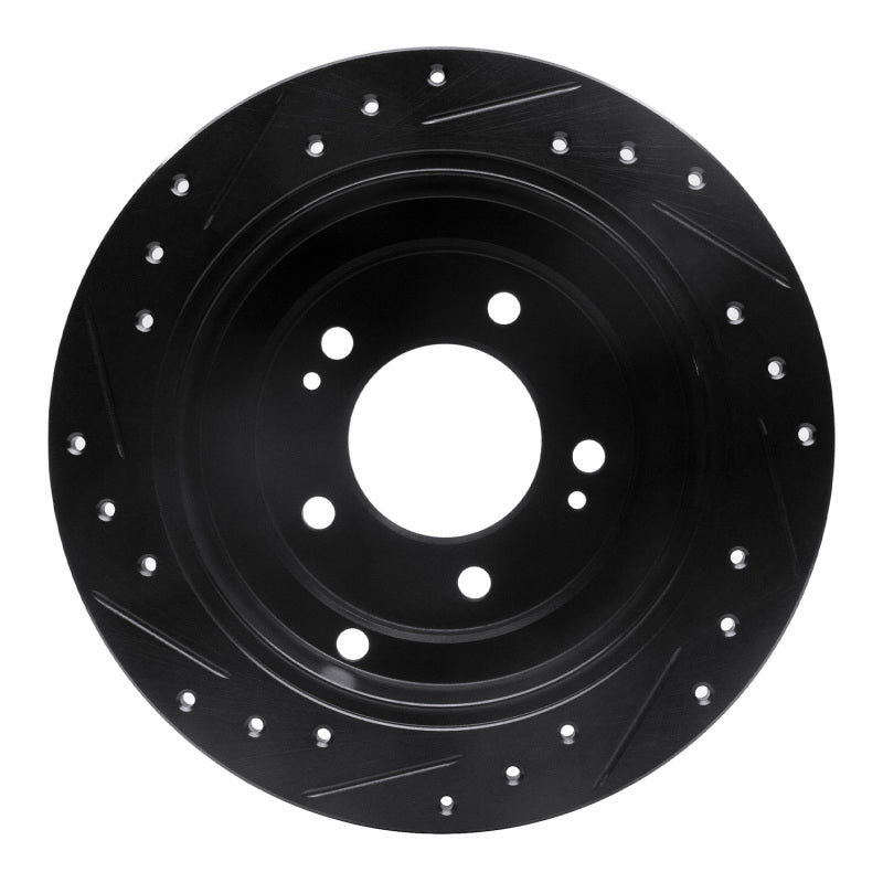 R1 Concepts R1 04-06 Kia AMANTI Rear Right Drilled & Slotted Black Brake Rotor