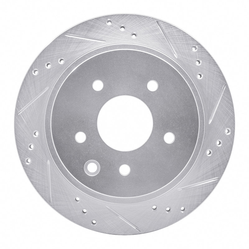 R1 Concepts R1 02-06 Infiniti M45 Rear Right Drilled & Slotted Silver Brake Rotor