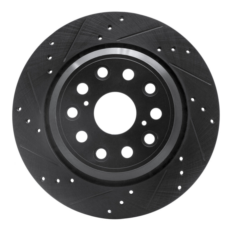 R1 Concepts R1 07-17 Lexus LS460 Rear Left Drilled & Slotted Black Brake Rotor