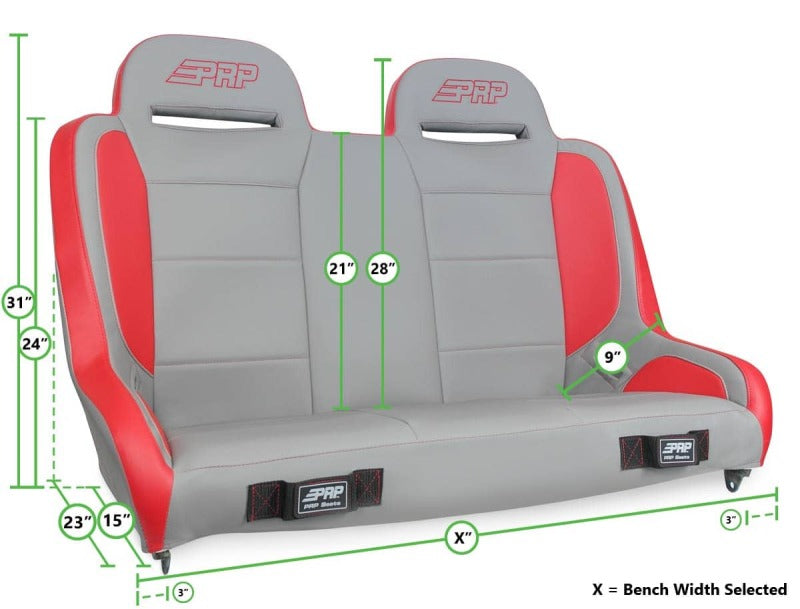 PRP Seats PRP Jeep CJ-7/Wrangler YJ Elite Series Rear Bench- Red