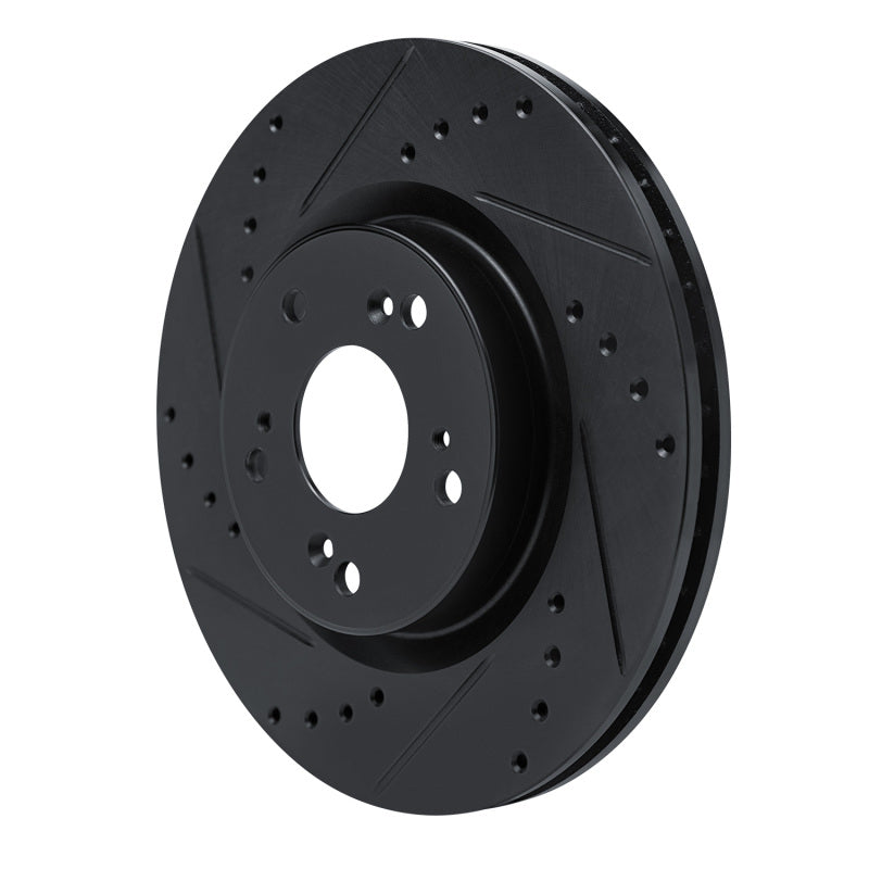 R1 Concepts R1 12-16 Honda CR-V Front Left Drilled & Slotted Black Brake Rotor