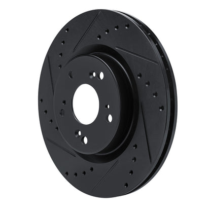 R1 Concepts R1 12-16 Honda CR-V Front Left Drilled & Slotted Black Brake Rotor