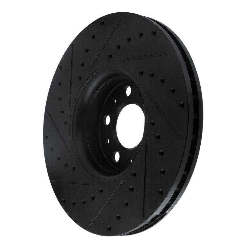 R1 Concepts R1 03-14 Volvo XC90 Front Right Drilled & Slotted Black Brake Rotor