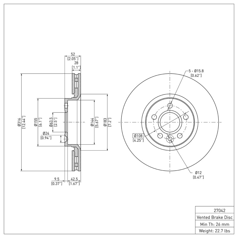 DFC 07-18 Land Rover LR2 Front Brake Rotor