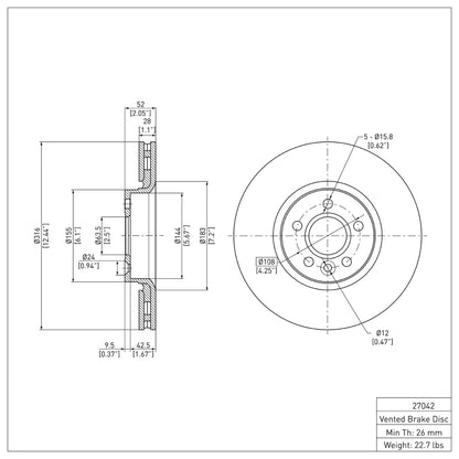 DFC 07-18 Land Rover LR2 Front Brake Rotor