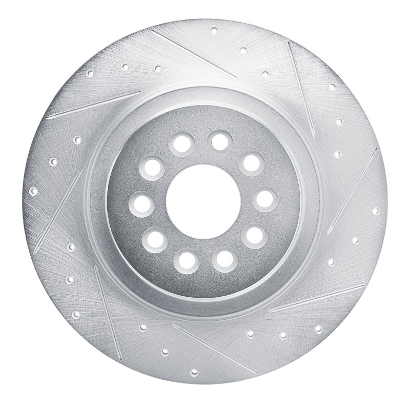 R1 Concepts R1 03-05 Jaguar S-Type Rear Right Drilled & Slotted Silver Brake Rotor
