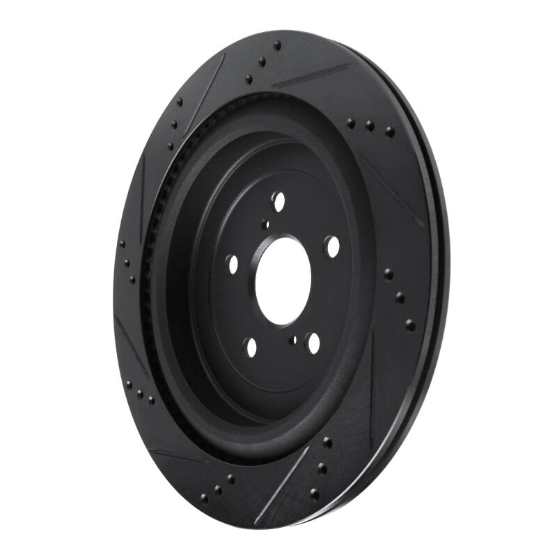 R1 Concepts R1 16-22 Lexus RX350 Rear Right Drilled & Slotted Black Brake Rotor