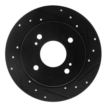 R1 Concepts R1 82-88 Nissan 280ZX Rear Right Drilled & Slotted Black Brake Rotor
