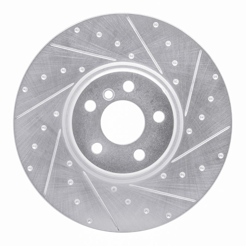 R1 Concepts R1 16-25 BMW i4 Right Front Drilled & Slotted Silver Brake Rotor