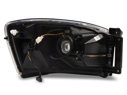 Raxiom 06-09 Dodge RAM 1500/2500/3500 Axial Headlights w/ SEQL LED Bar- Black Housing (Clear Lens)