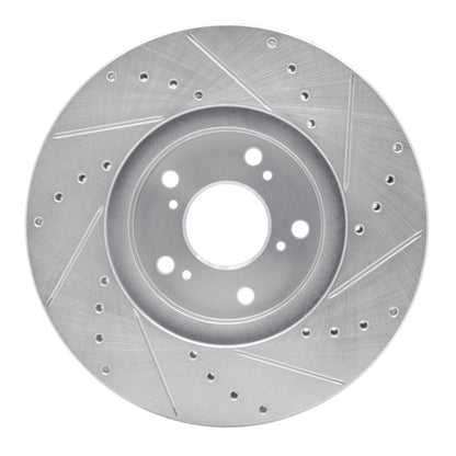 R1 Concepts R1 99-14 Acura TSX Front Left Drilled & Slotted Silver Brake Rotor