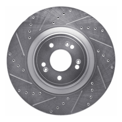 R1 Concepts R1 18-20 Genesis G80 Front Left Drilled & Slotted Silver Brake Rotor