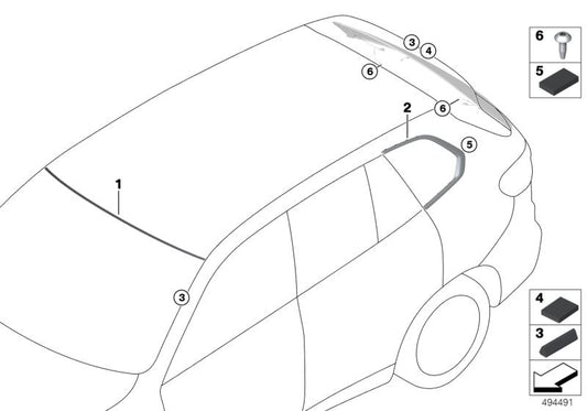 Genuine BMW 51375A8A296 G05 Finisher, Side Window, Rear Right (Inc. X5)