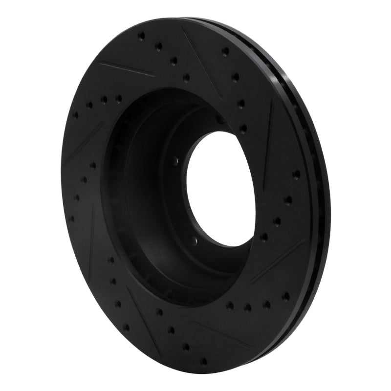 R1 Concepts R1 90-16 Land Rover Defender 90 Front Left Drilled & Slotted Black Brake Rotor