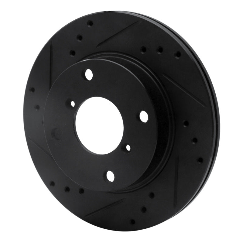 R1 Concepts R1 89-94 Suzuki Swift Front Left Drilled & Slotted Black Brake Rotor