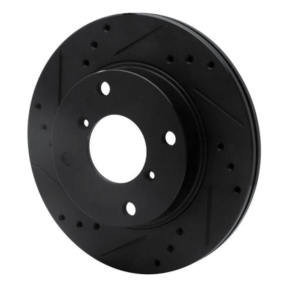 R1 Concepts R1 89-94 Suzuki Swift Front Left Drilled & Slotted Black Brake Rotor