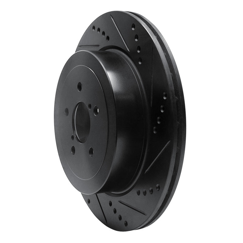 R1 Concepts R1 03-04 Subaru Impreza Rear Right Drilled & Slotted Black Brake Rotor