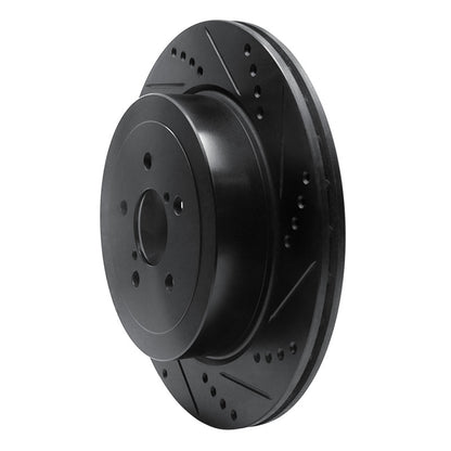 R1 Concepts R1 03-04 Subaru Impreza Rear Right Drilled & Slotted Black Brake Rotor
